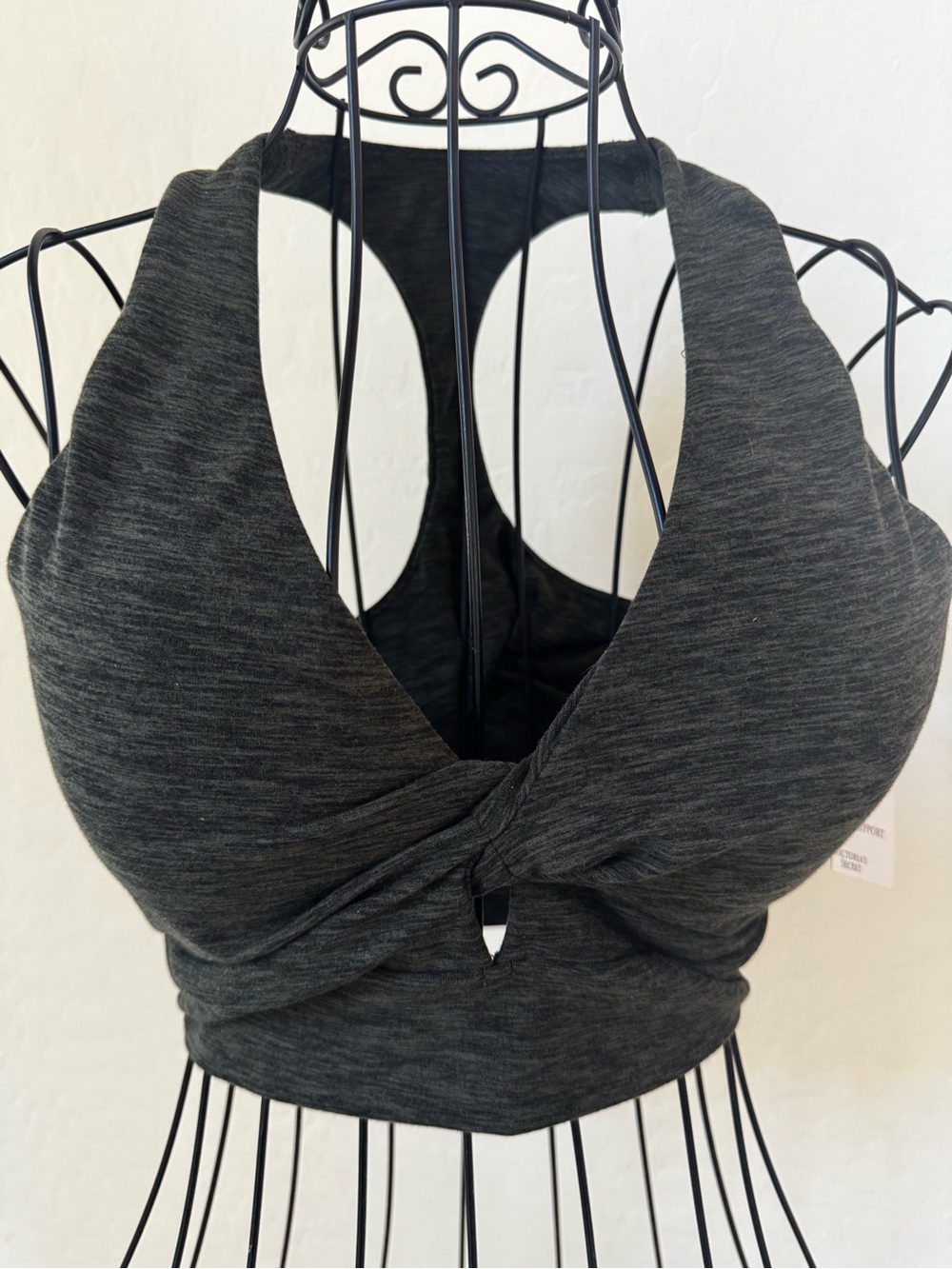 Victoria's Secret Dark Charcoal Twist-Front Racerback Sports Bralette